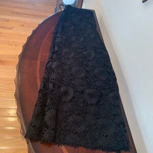 Kaos Black Floral Lined Lace Wide Leg Capris